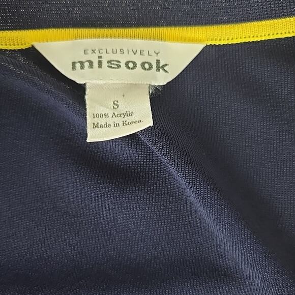 Exclusively Misook Blue Yellow Open Front Cardigan Small Old Money Sailor Preppy - Picture 5 of 6